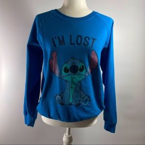 ❌SOLD❌ Disney Lilo & Stitch blue sweater "I'm Lost" size M